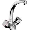 Schläfer 3431412 | Rubinetto Lavello Cucina Lavanderia Gruppo Monoforo con Vitone per Lavatoio Lavandino Manopola Tonda in Metallo Bocca Girevole Alta in Ottone Cromo