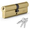 XFORT Serratura a Cilindro Europeo con 3 Chiavi, Antitrapano e Antifurto con Chiave per Garantire un'Elevata Sicurezza per Porte in Legno, PVC e Composito, Ottone, Cilindro Europeo 45/55 (100mm)