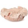 CAMON CUCCIA/CUSCINO "2 in 1", con lacci, tessuto rosa chiaro peluche a righe rosa, diam. circa 44cmx17cm(h) misura chiusa, CC0179