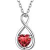 Suplight Collana argento 925 donna con ciondolo infinito e pietra di granato collana donna con pietra mese gennaio collana argento donna collana donna con pietra rossa