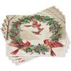ABAKUHAUS Set da tavola, Cardinals Christmas Wreath Art, Decorazione della tavola in tessuto lavabile per sala da pranzo e cucina, Impressione numerica, Corail foncé verde beige