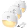 Lyridz Luce notturna ricaricabile con sensore di movimento, 3 pezzi, con | Luce notturna a LED dimmerabile con 3 modalità (auto/on/off), illuminazione per scale, per camera dei bambini