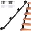 Magtctyae Corrimano nero per Scale 3M/10FT Metallo Interne Corrimano Scale con Tubo in Acciaio Zincato Industriale Antiscivolo Antiruggine Ringhiera Maniglia