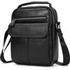 LUUFAN Borsa a tracolla da uomo in vera pelle, borsa a tracolla messenger zaino per libri Kindle iPad Tablet, nero, Nero