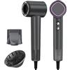 HEXTEK Phon Capelli Ionico 500M Ioni con Diffusore, Asciugacapelli da Viaggio 160.000 RPM (36m/s), Phon capelli professionale Veloce 3 Min, 59dB Silenzioso, Leggero 400g(Grigio)