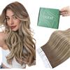 Ugeat Extension Biadesivo Capelli Veri Castano Chiaro Balayage Platino,55 cm 50grammi 20pz, Extension Capelli Veri Biadesivo Umano Invisibili Adesive Remy Extension #9A/60/9A