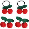 JIHUOO 4 fermagli per capelli a forma di ciliegia, fatti a mano, all'uncinetto, forcine per capelli alla frutta, graziosi accessori natalizi per donne e ragazze