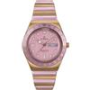 Timex TW2W87600 Q, Orologio da donna da 36 mm, con cinturino elastico in acciaio inox bicolore, quadrante rosa e cassa dorata