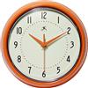 Infinity Instruments LTD. Retro 9 inch Silent Sweep Non-Ticking Mid Century Modern Kitchen Diner Wall Clock Quartz Movement Retro Wall Clock Decorative (Orange)…