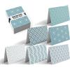 Better Office Products Confezione da 100 biglietti di auguri per tutte le occasioni, biglietti vuoti assortiti, 10,2 x 15,2 cm, 6 motivi floreali di tonalità blu, interno bianco, con buste, confezione