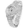 HALUKAKAH Diamanti Orologio Oro, Uomo Placcato Oro Bianco Platino 38MM Largo Tondo Componi Quarzo Cinturino 22cm, con Scatola Regalo
