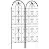 Outsunny Supporto per piante rampicanti con uccelli lotto di 2 griglie da giardino per verdure vite fiore metallo 50 x 150 cm nero