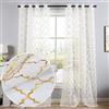 Kotile - 2 pannelli in voile con occhielli, stampa marocchina, per cameretta dei bambini Cinese 52×84 Gold White