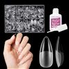 Venares Unghie Finte Corte in Gel, Venaes 500 Pezzi Mandorla Tip Unghie Ricostruzione 10 Taglie Set Unghie Finte con Colla，Full Cover Gel Tip Unghie Trasparenti