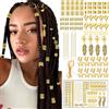 YUBBYSTU Set di 90 accessori per capelli dorati per trecce, accessori per capelli dreadlock, in metallo, per capelli, per feste, festival
