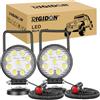 RIGIDON 2 Pcs Faro da ricerca Led, Luce da Lavoro con Base Magnetica, Luce da Ricerca, per Auto Fuoristrada, Camion SUV 4x4 Barca, 4 Pollici 27 W DC 12 V 24V Flood Luci di Lavoro a Led, 6000K Bianca