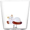 ICHENDORF Bicchiere Gatto Sdraiato Coda Ambra Tabby Cat