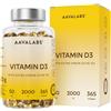 Aavalabs Vitamina D3 2000 UI | Alto dosaggio | Scorta 1 anno 365 pz Ca