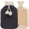 axion borsa dell'acqua calda con copertura in peluche grigio scuro-bia