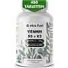 XTRA FUEL | Vitamina D3 + K2 - Compresse con 20.000 UI + 200 mcg MK-7