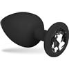 Easytoys - plug anale in silicone nero con pietra decorativa - piccolo