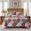HoneiLife Set trapunta Queen Size - 3 pezzi in microfibra reversibile Coverlet Patchwork Bedding Set Lightweight Bedspreads All Season Quilts-Amaranth Red