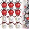 LEJHOME Decorazione natalizia, 12 palline di Natale, decorazioni per albero di Natale da 6 cm, lampadine infrangibili con fiocchi a quadri di bufalo, palline bianche rosse per albero di Natale, decorazioni