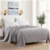 Sweet Home Collection Coperta in 100% cotone fine lussuoso, design elegante, morbida e confortevole per tutte le stagioni, calore, king size, argento
