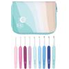 KnitPro Waves - Set di 9 uncinetti Deluxe, misure da 2 a 6 mm, impugnatura morbida ergonomica, impugnatura in gomma morbida per mani artritiche, ferri da uncinetto leggeri e comodi per lavorare a