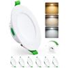 HOMEOW Faretti Led da Incasso per Cartongesso Dimmerabili 5W, Diametro Foro 68-80mm, 25mm Ultrasottili, IP44 Faretti Led Soffitto, Regolabile Calda 2700K, Neutro 4000K e Freddo 6000K, Set di 6