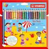 STABILO Trio thick - Matita colorata triangolare - Astuccio da 24 + temperino - Colori assortiti