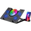 KLIM Nova - Base di raffreddamento RGB per PC portatili da 11 a 17 - Supporto di raffreddamento per laptop da gaming - USB - Stabile e silenzioso - Compatibile con Mac e PS4 - Novità Versione