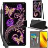 PHINIENLAND Cover per Xiaomi Poco X3 NFC/Poco X3 / Poco X3 Pro Case PU Pelle Custodia [Kickstand] [Chiusura magnetica] [Slot per Schede], Portafoglio Flip Custodia per Xiaomi Poco X3,Farfalla dorata