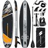 Santasup Tavola da Paddle Gonfiabile, 11' Nera Stand Up SUP per Adulti e Giovani di Tutti i Livelli di Competenza, Design Largo e Antiscivolo. Paddleboard Gonfiabile con Accessori Premium e Borsa Impermeabile