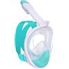 Wsobue Maschera Subacquea, Maschera da Snorkeling per Adulti,Visuale Panoramica 180° Design Pieno Facciale e Compatibile con Videocamere Sportive Maschera per Immersioni (Bianco Verde S/M)