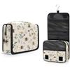 AUUXVA Travel Toiletry Bag Spring Bee Flower Floral Pattern Cosmetic Organizer Bag Hanging Makeup Bag with Zipper Pocket and Handle, Portable Wash Bag for Women Men Girls