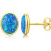 Jiahanzb Placcati Oro Orecchini Opale Orecchini a bottone in Argento Sterling 925 Opale Oval Blu Gioielli Ipoallergenici per Donna 6 mm