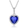 ChicSilver Collana Pendente Donna Cuore Piccolo in Argento Sterling 925 con Zirconi Brillanti Pietra Nascita 12 Mese Mesi Catenina Catena Regolabile Gioiello alla moda - Settembre Zaffiro