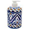 Sicilia Bedda - PORTASAPONE LIQUIDO IN CERAMICA DI CALTAGIRONE - Dipinto Interamente a Mano - Altezza 15 CM (Maiolica Blu)