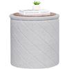 Bonlife Sgabello rotondo Ottoman con vano portaoggetti, sgabello pieghevole con coperchio, sgabello Boucle per toeletta per soggiorno, camera da letto, zona d'ingresso, grigio, 43x43x45cm