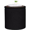 Bonlife Sgabello rotondo Ottoman con vano portaoggetti, sgabello pieghevole con coperchio, sgabello Bouclé per toeletta per soggiorno, camera da letto, zona d'ingresso, Nero, 43x43x45 cm