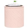 Bonlife Sgabello rotondo Ottoman con vano portaoggetti, Sgabello pieghevole con coperchio, Sgabello Bouclé per toeletta per soggiorno, camera da letto, zona d'ingresso, rosa, 43x43x45cm