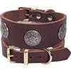 TIANTIANN Collare per Cani in Pelle con Borchie,Forte Genuina Pelle Morbida,Heavy Duty per Piccole Razze di Cani di Medie Marrone Dimensioni(Marrone S)
