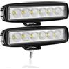 PICAA 2pcs Faro da Lavoro Led, 6 pollici 18W Luci da Lavoro Flood Fascio, Fari Led Fendinebbia per Trattore Fuoristrada Auto 4x4 SUV ATV Camion Moto 12V 24V