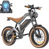 Twofish Bicicletta Elettrica per Adulti M20 1000W, Velocità Massima 55km/h, Bici Elettrica da Strada 48V18.2Ah, MTB Elettrica per Tutti i Terreni, E-bike da Montagna con Ruote Fat da 20 Pollici