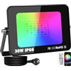 RIGIDON 30W Faretto LED RGB Smart, 3000LM Inteligente Proiettore Faro RGBW con controllato APP, Impermeabile luce di inondazione multicolore Interna ed Esterna per giardino palco partito