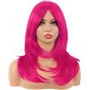 MapofBeauty 20 Pollice Lungo Layered Con Frange Lisci Parrucche,Caldo Rosa