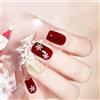 Ztcily Unghie finte di Natale, Unghie finte corte quadrate rosse e oro, unghie finte con colla per donna e ragazza, accessorio o idea regalo per Natale e Capodanno