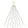 SALCAR Luci Albero di Natale con Stella, 2M 8 Fili 290 LED Luci Decorazione Natale per Albero con Anello, 8 Modalità, Impermeabile IP44 Luminarie Natalizie Cascata per Interno Esterno, Bianco Caldo