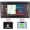 YZKONG Autoradio per Audi A4 S4 RS4 2003-2012 Compatibile con Android Auto di CarPlay wireless, ricevitore auto touch screen da 7 pollici con fotocamera di backup AM/FM/Bluetooth/USB